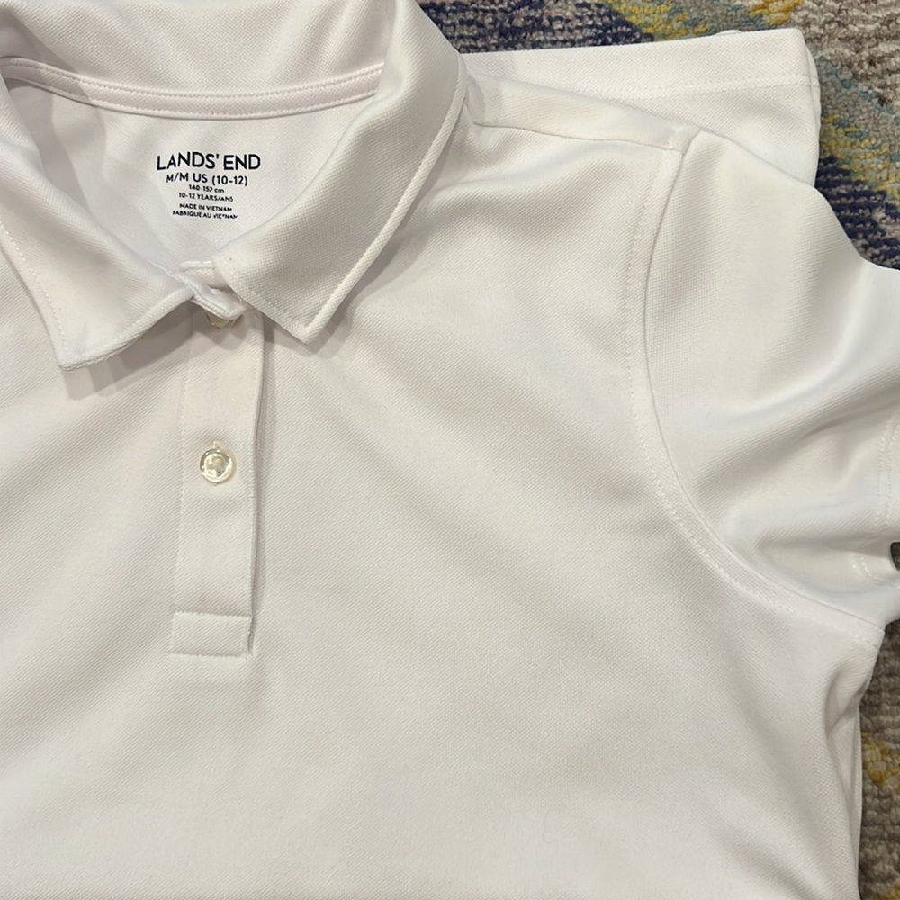 Lands’End Polo Size Medium 10-12 White.